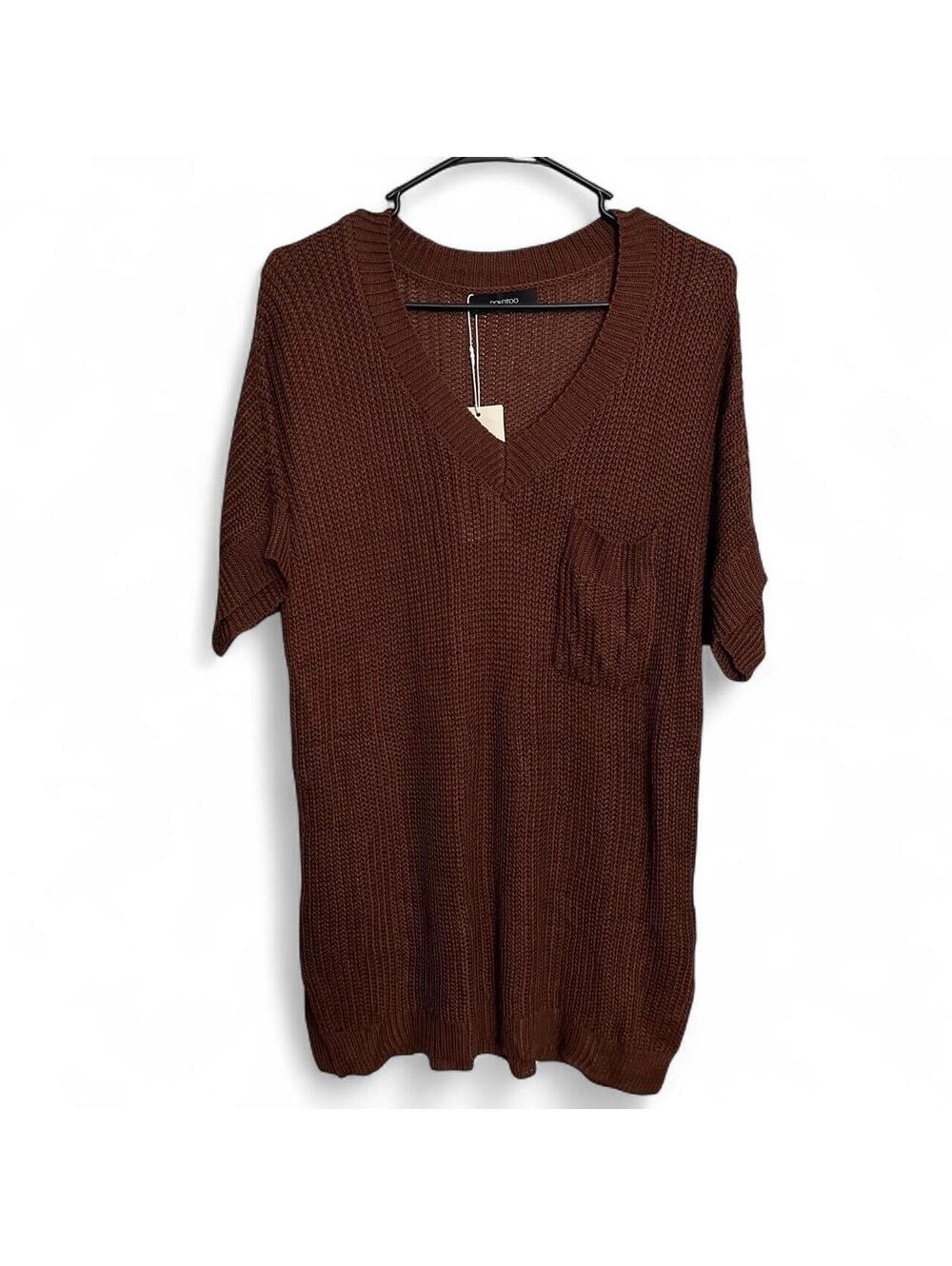 Chocolate Brown Oversized Open Knit Sweater Top